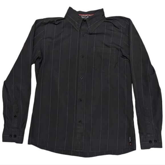 Vintage Quiksilver Men's Charcoal Gray Long Sleeve Collared Button Shirt Jacket - Picture 1 of 12